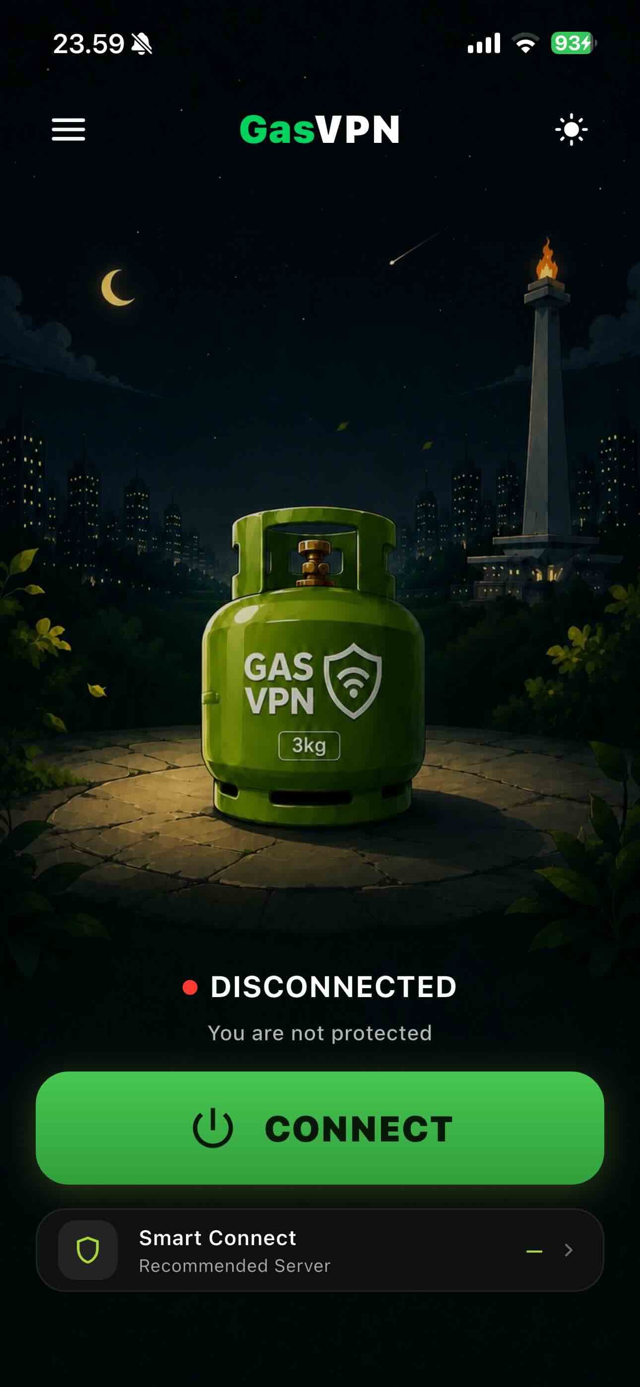 GasVPN app interface